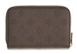 GUESS Carmella SLG Medium Zip Around Wallet Taupe Logo GUESS Carmella SLG Medium Zip Around Wallet Taupe Logo