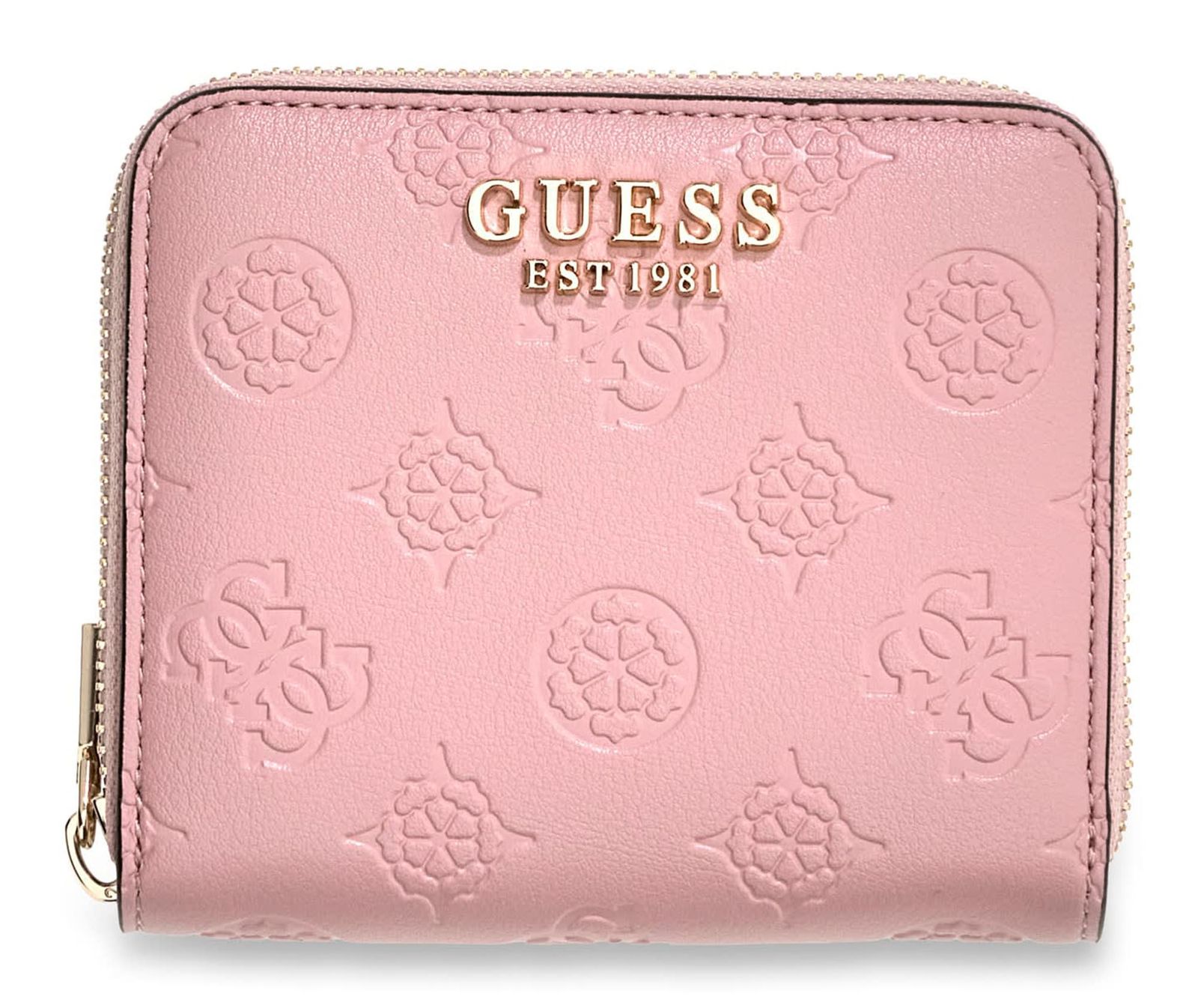 GUESS Carmella SLG Small Zip Around Wallet Light Pink Logo