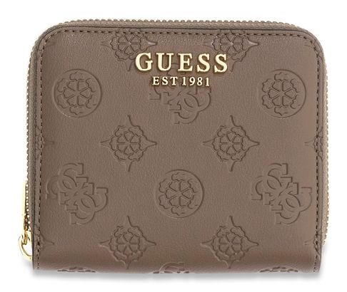 GUESS Carmella SLG Small Zip Around Wallet Taupe Logo