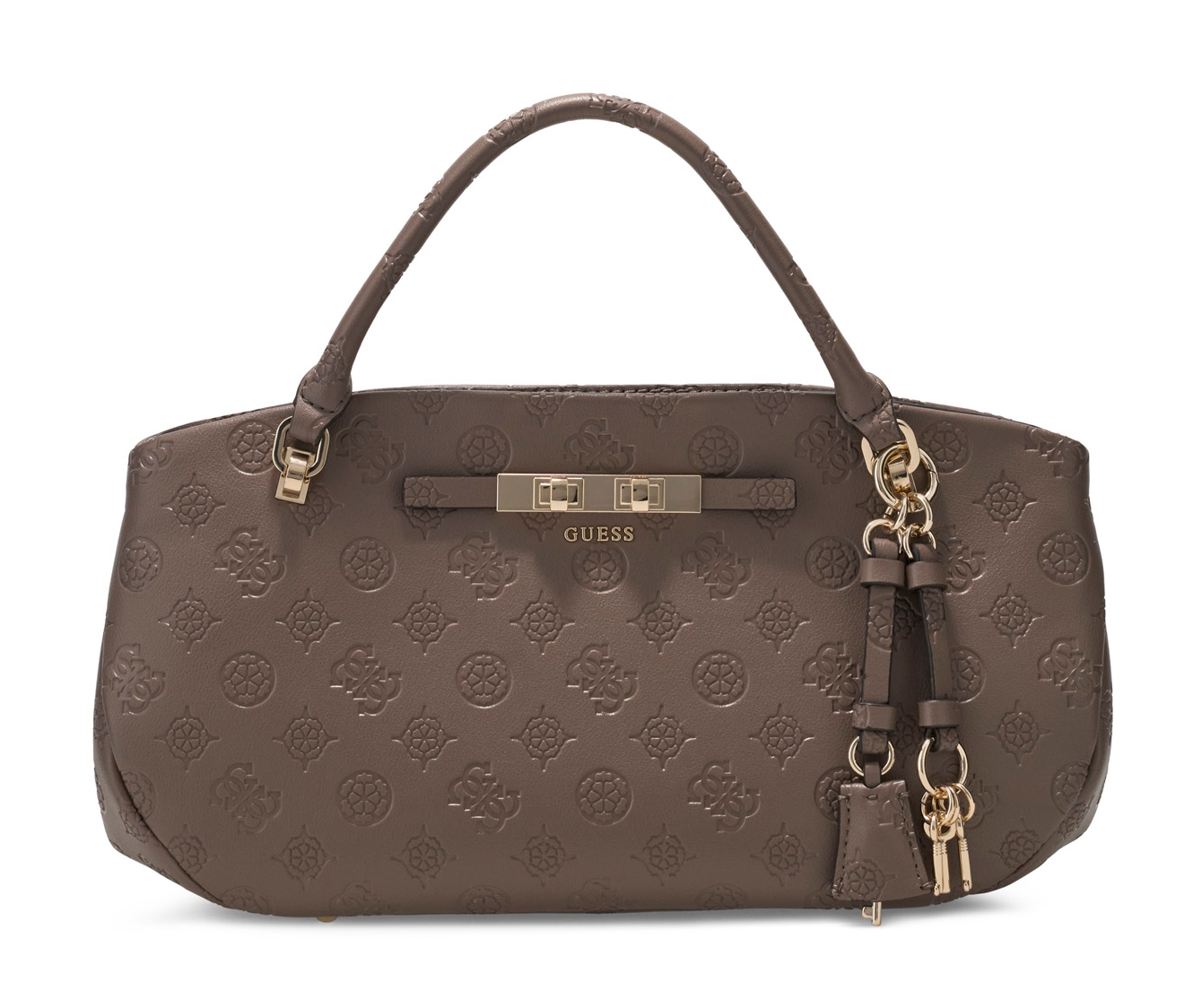 GUESS Carmella 3 Comp Satchel Taupe Logo