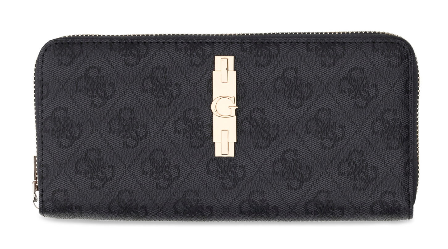 GUESS Yvonne Logo SLG Large Zip Around Wallet L Coal Logo
