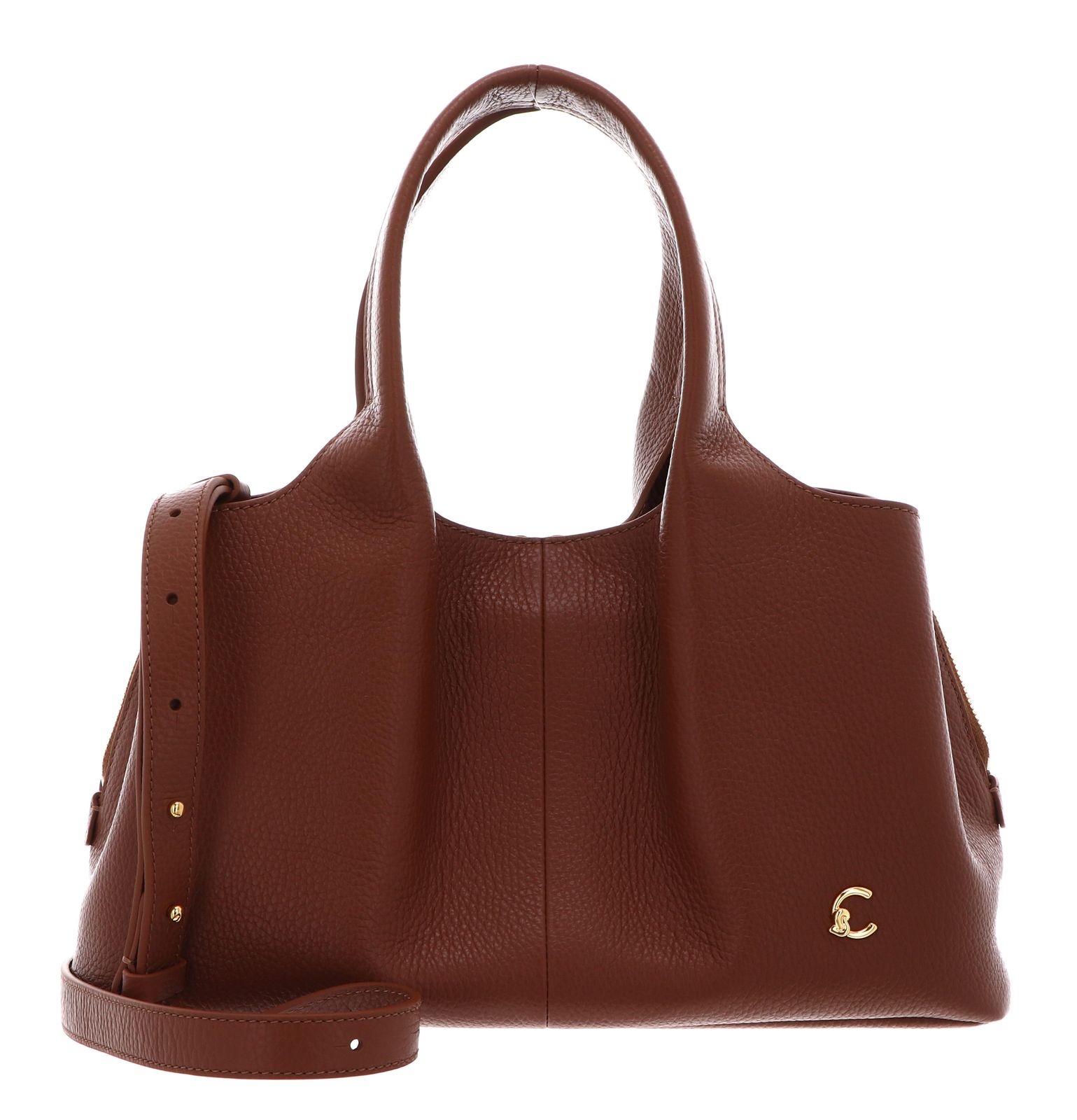 COCCINELLE Nell Handbag Grained Leather Cognac