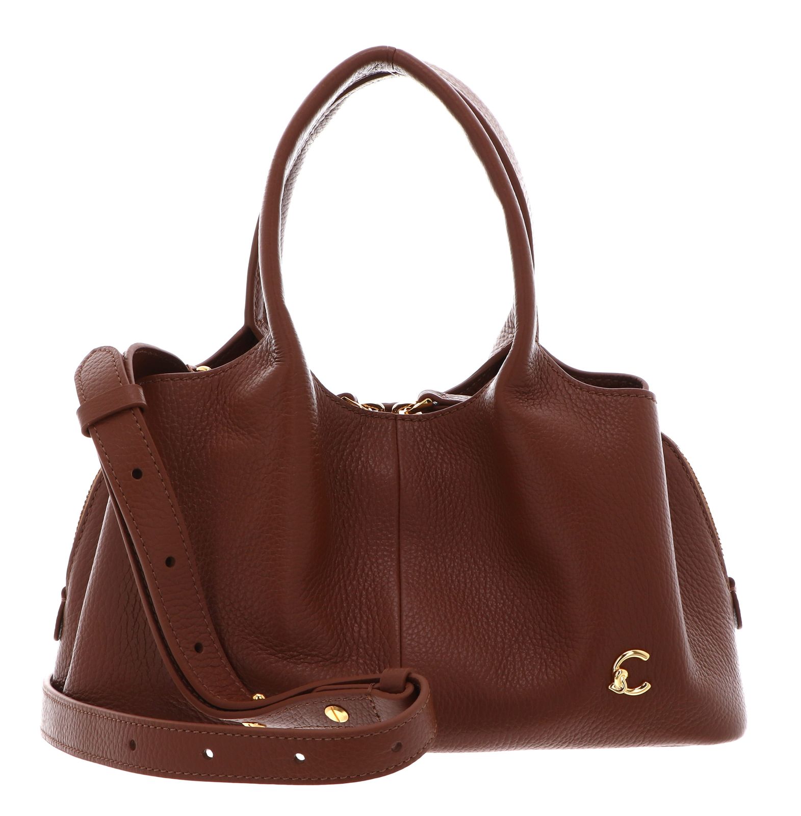 COCCINELLE Nell Handbag Grained Leather Cognac