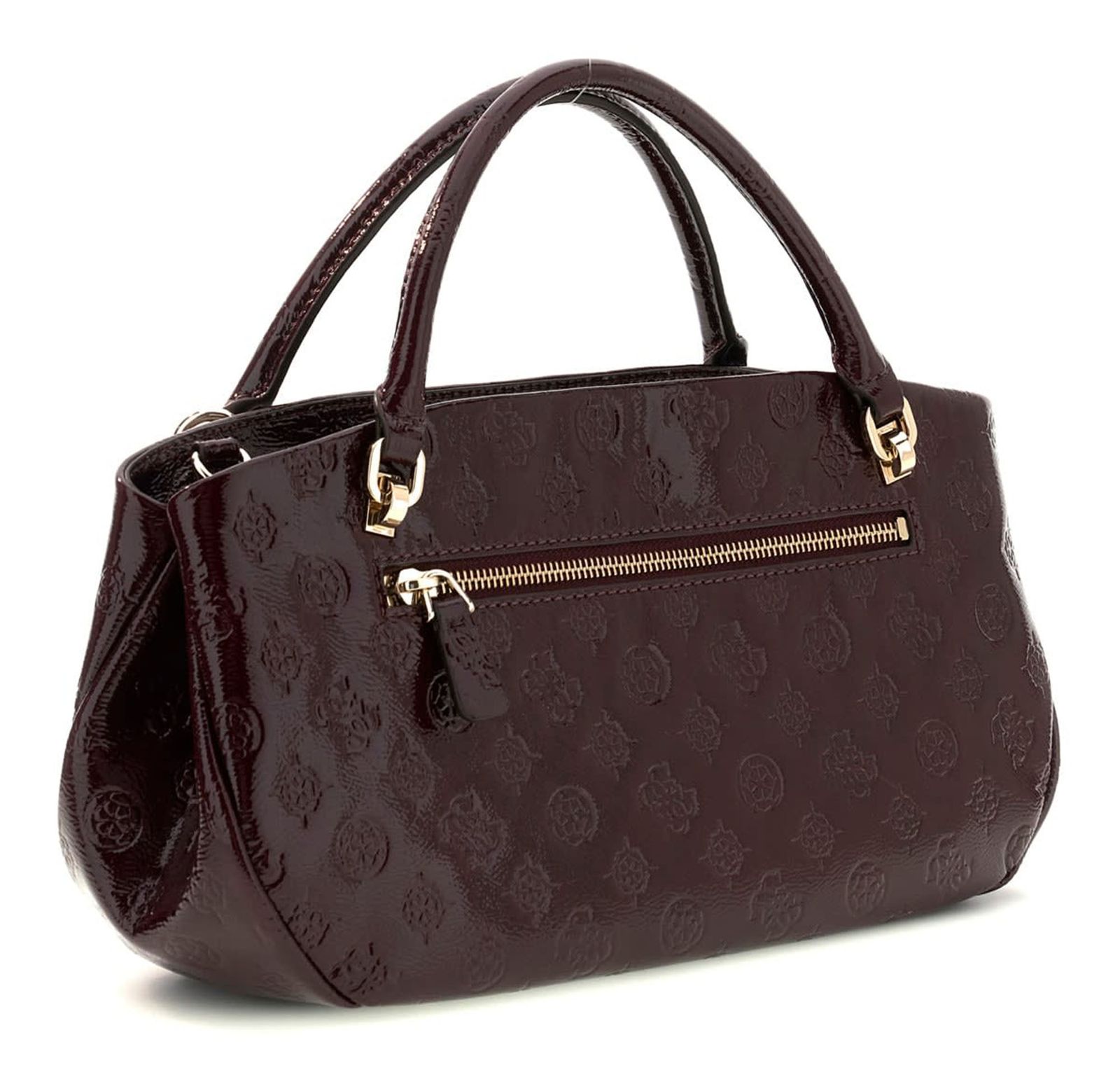 GUESS Carmella 3 Compartment Satchel Burgundy Logo GUESS Carmella 3 Compartment Satchel Burgundy Logo