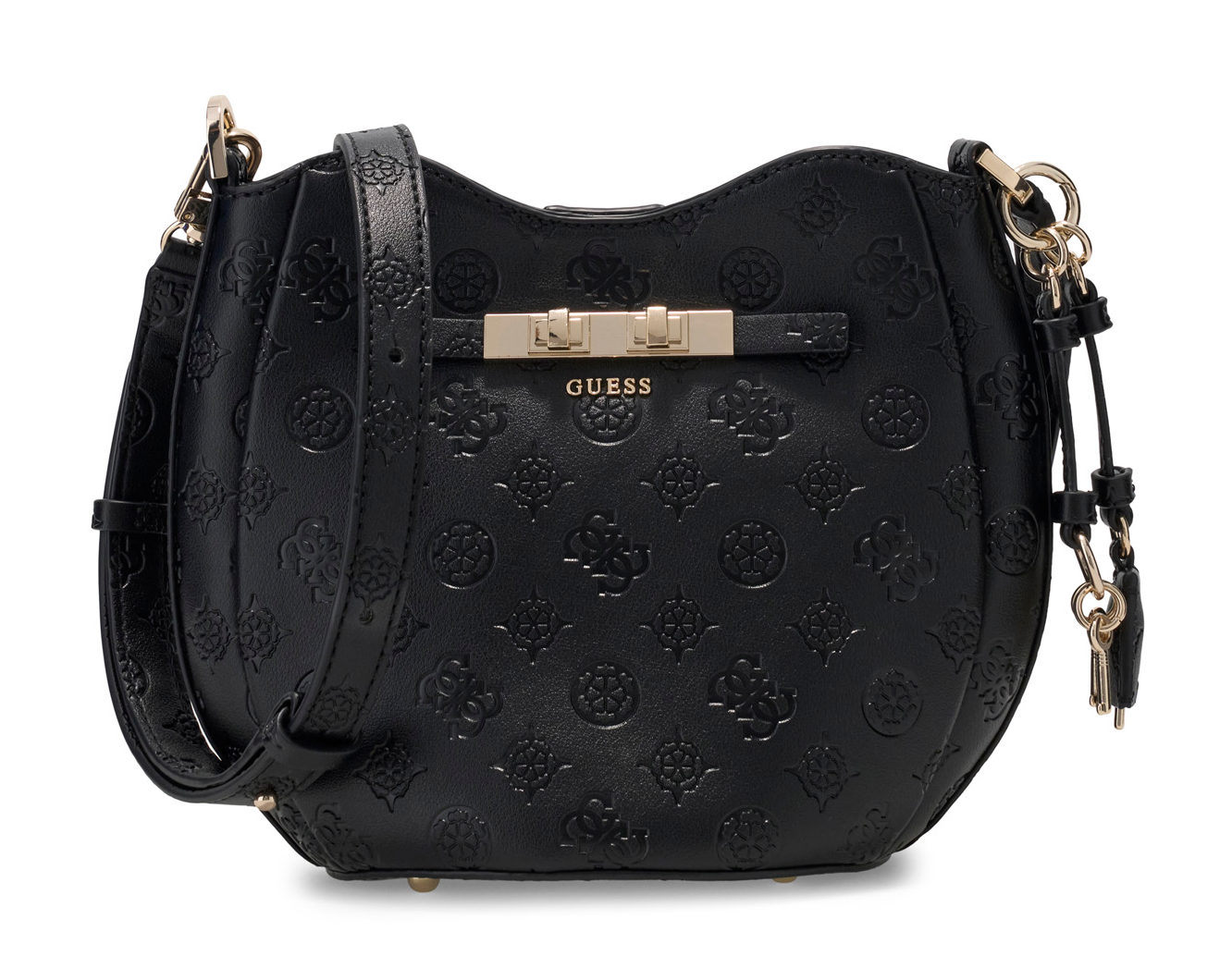 GUESS Carmella Crossbody Bucket Bag Black Logo