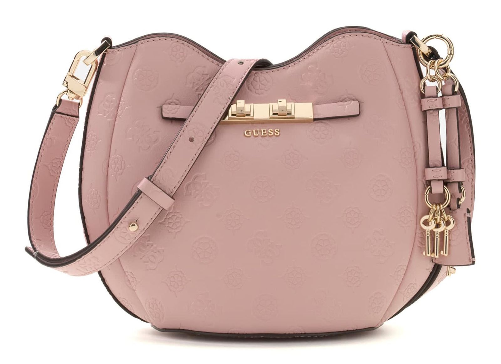 GUESS Carmella Crossbody Bucket Bag Light Pink Logo
