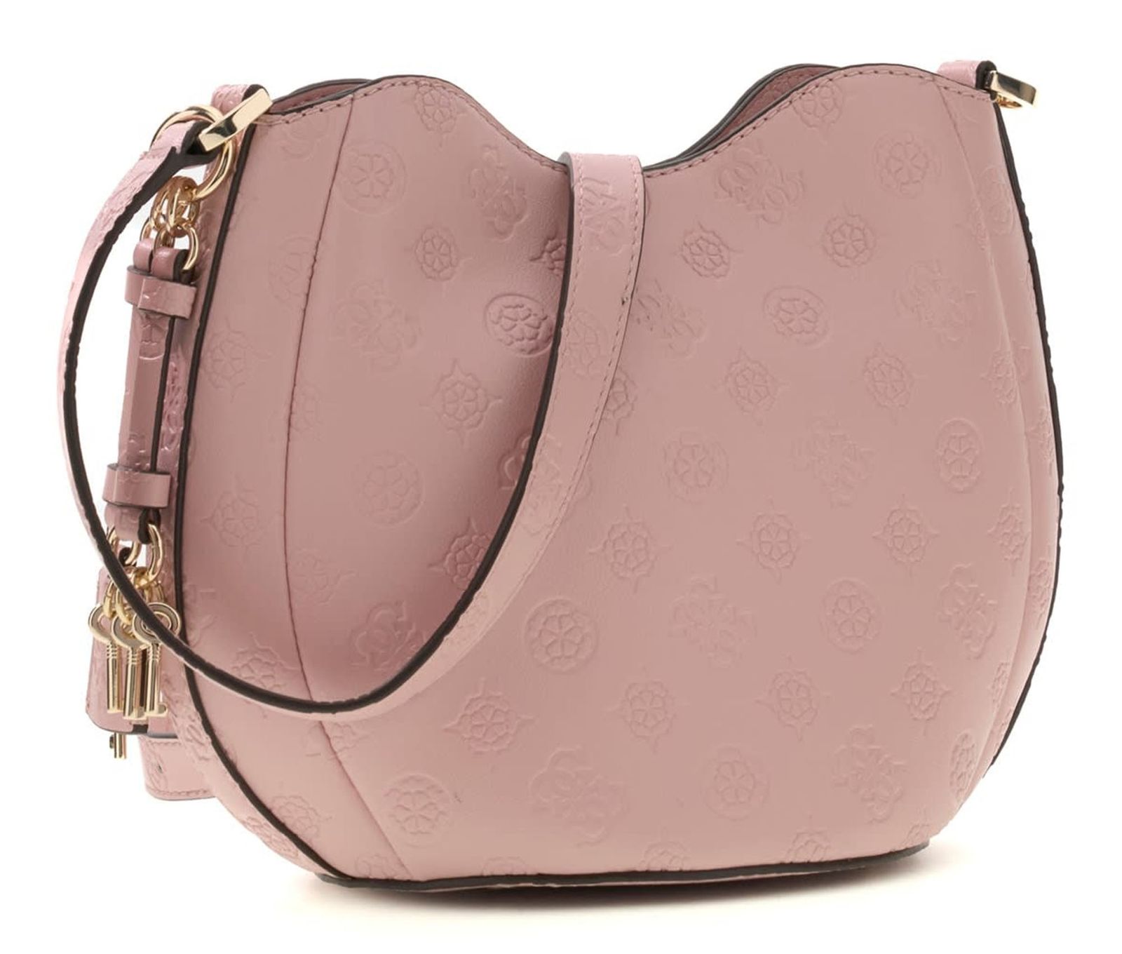 GUESS Carmella Crossbody Bucket Bag Light Pink Logo GUESS Carmella Crossbody Bucket Bag Light Pink Logo