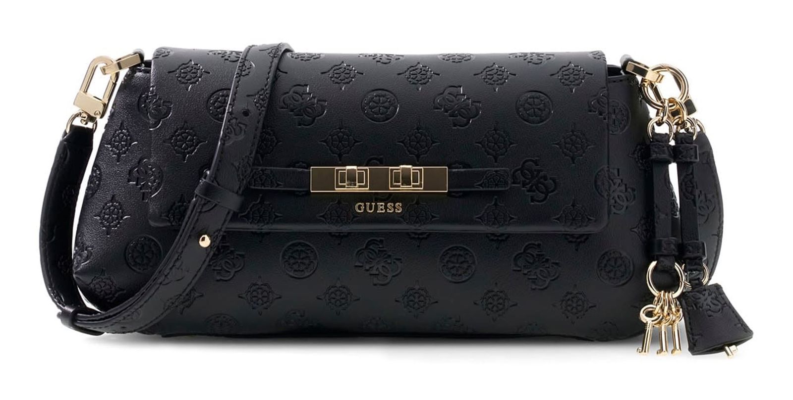 GUESS Carmella Flap Crossbody Black Logo