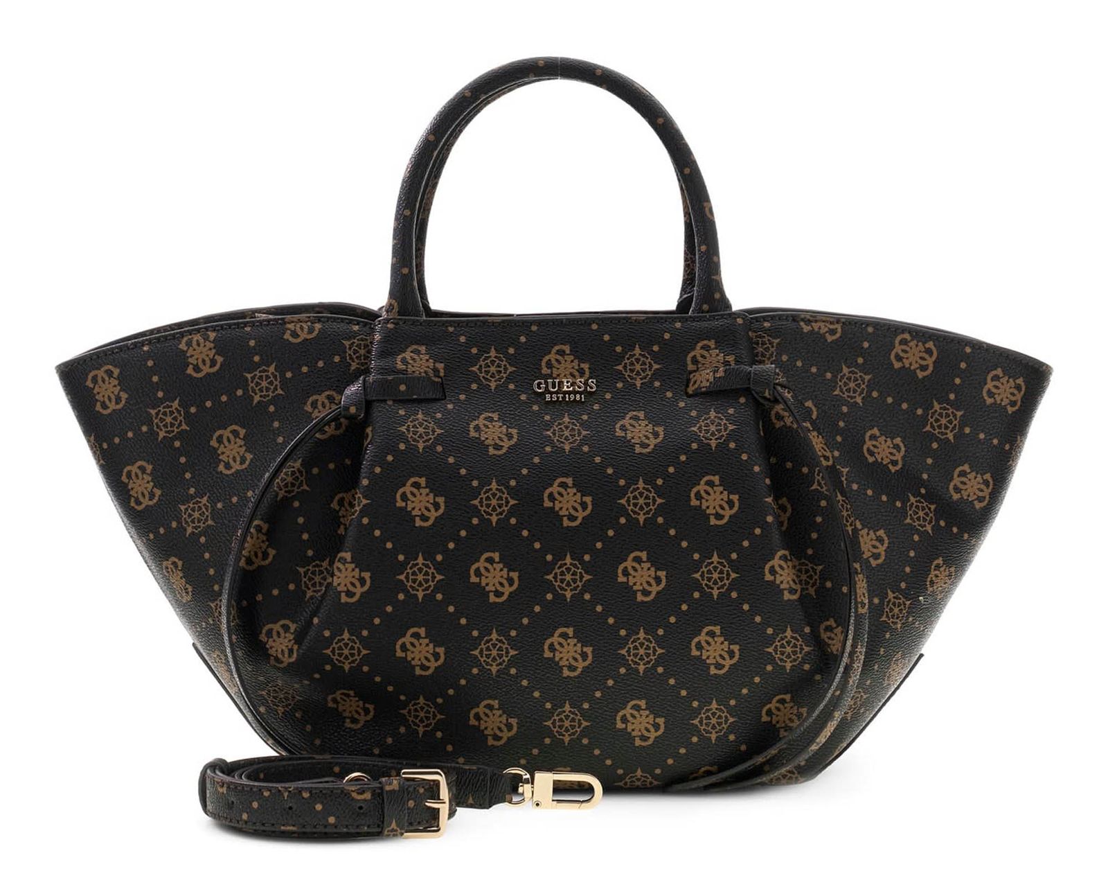GUESS Allegra Girlfriend Satchel Espresso Logo