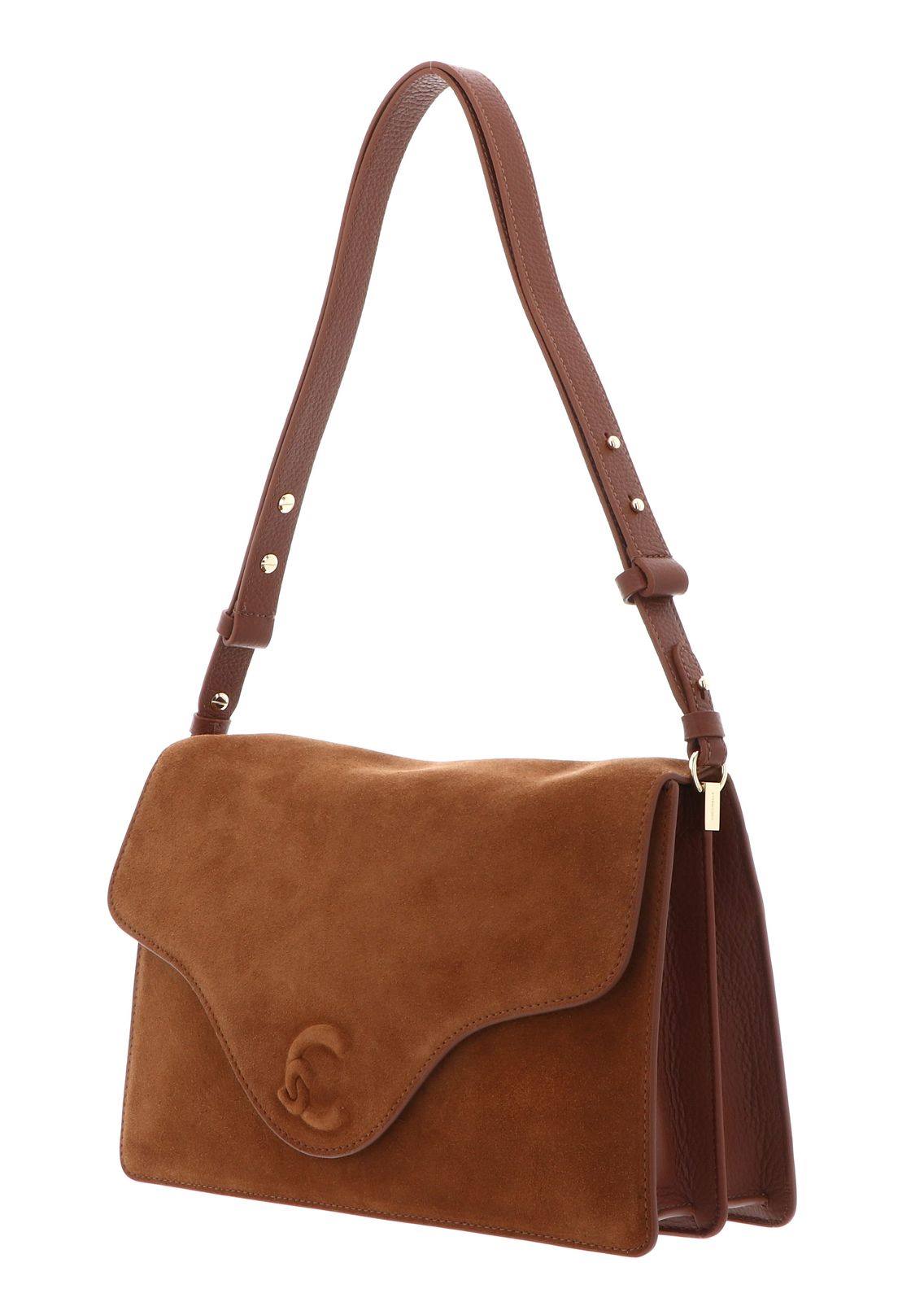 COCCINELLE C-Me Softy Shoulder Bag Suede Le. / Grained Le. M Cognac / Cognac COCCINELLE C-Me Softy Shoulder Bag Suede Le. / Grained Le. M Cognac / Cognac