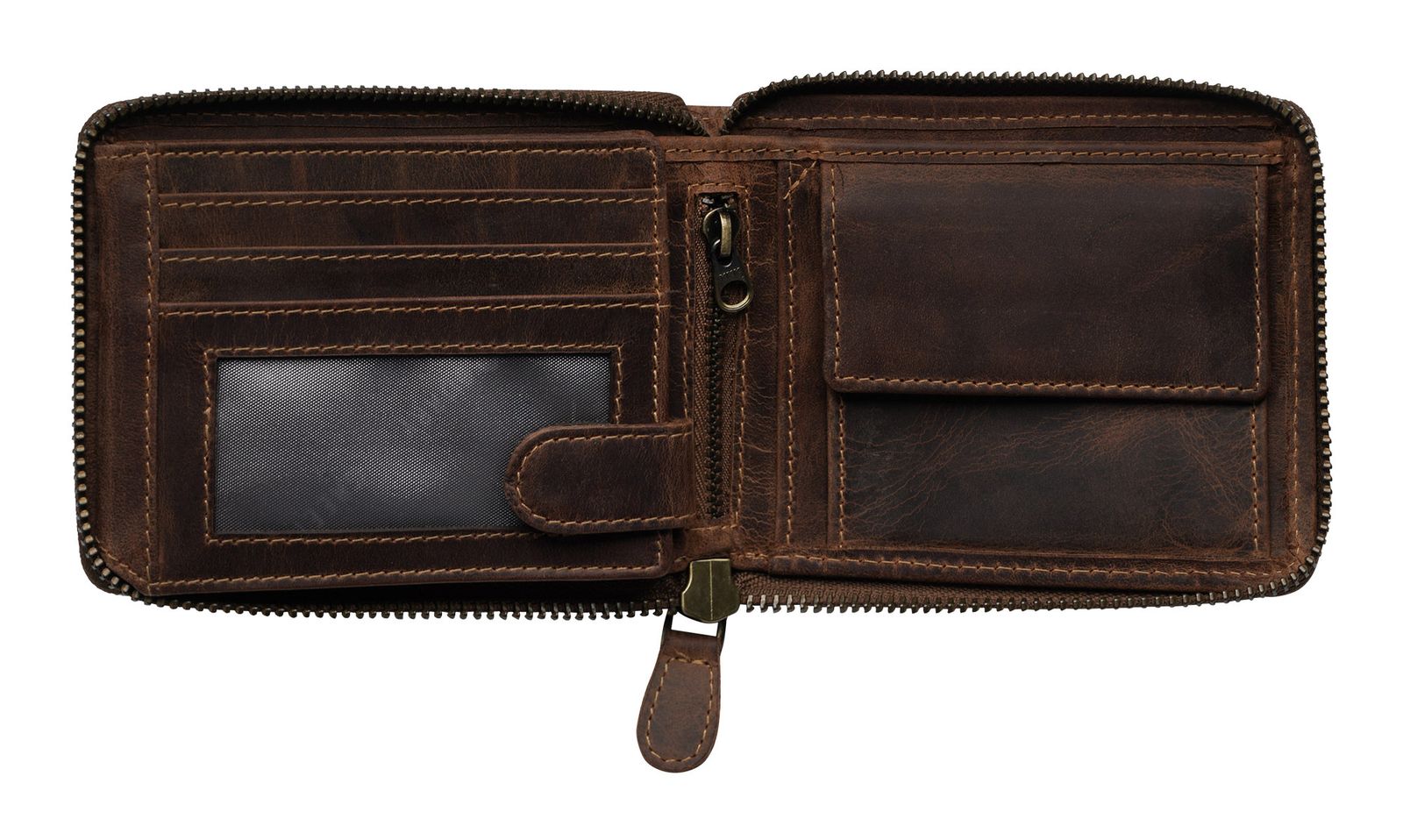 GREENBURRY Vintage Zip Around Wallet Brown GREENBURRY Vintage Zip Around Wallet Brown
