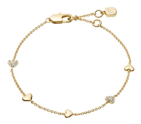 FOSSIL Sutton Heartbeat Brass Station Bracelet Silver FOSSIL Sutton Heartbeat Brass Station Bracelet Silver
