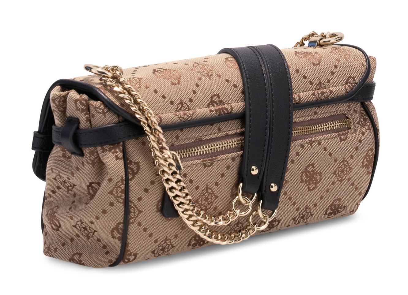 GUESS Dorothy Convertible Crossbody Flap Latte Logo / Black GUESS Dorothy Convertible Crossbody Flap Latte Logo / Black