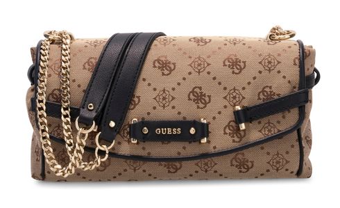 GUESS Dorothy Convertible Crossbody Flap Latte Logo / Black