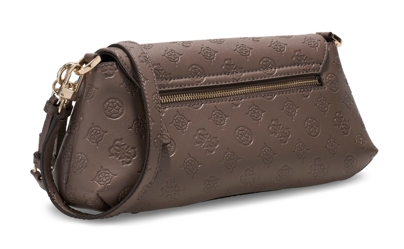 GUESS Carmella Flap Crossbody Taupe Logo GUESS Carmella Flap Crossbody Taupe Logo