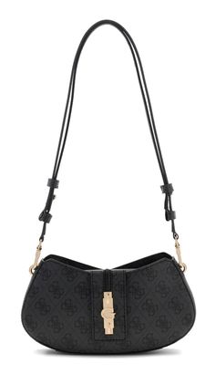 GUESS Yvonne Logo Mini Convertible Shoulder Bag Coal Logo