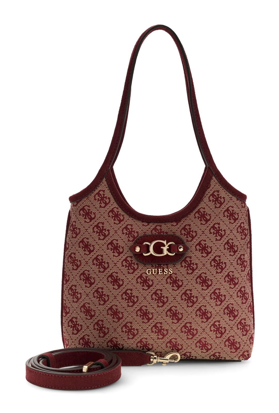 GUESS Samantha Mini Tote Merlot Logo