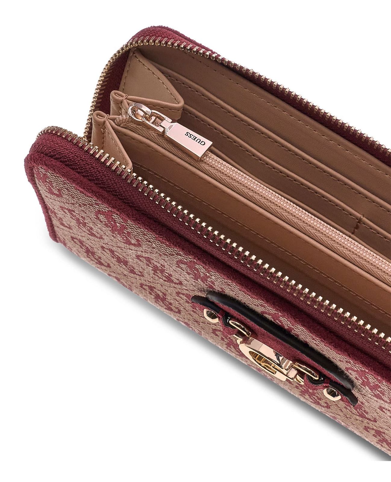 GUESS Samantha SLG Zip Around Wallet L Merlot Logo GUESS Samantha SLG Zip Around Wallet L Merlot Logo