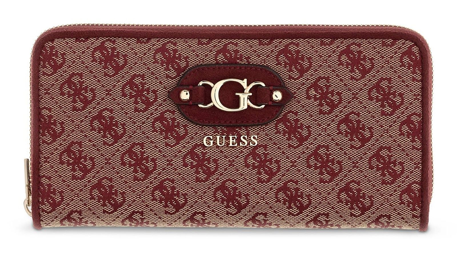 GUESS Samantha SLG Zip Around Wallet L Merlot Logo