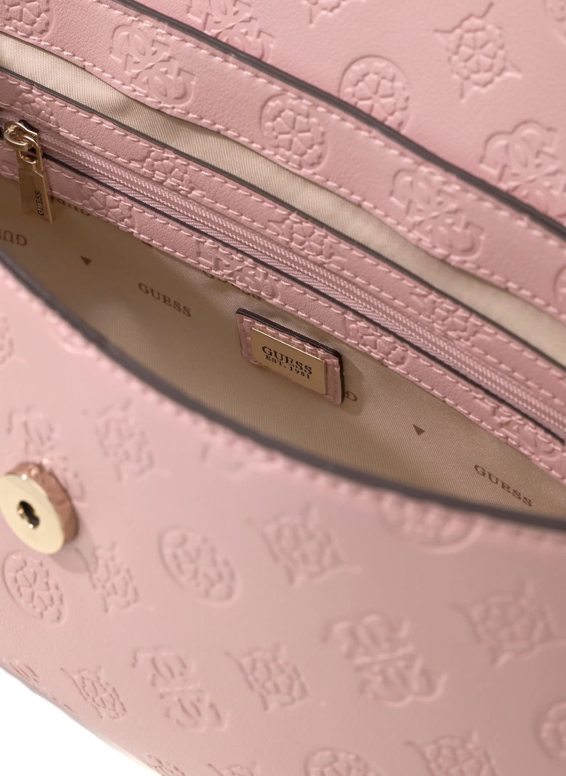 GUESS Carmella Flap Crossbody Light Pink Logo GUESS Carmella Flap Crossbody Light Pink Logo