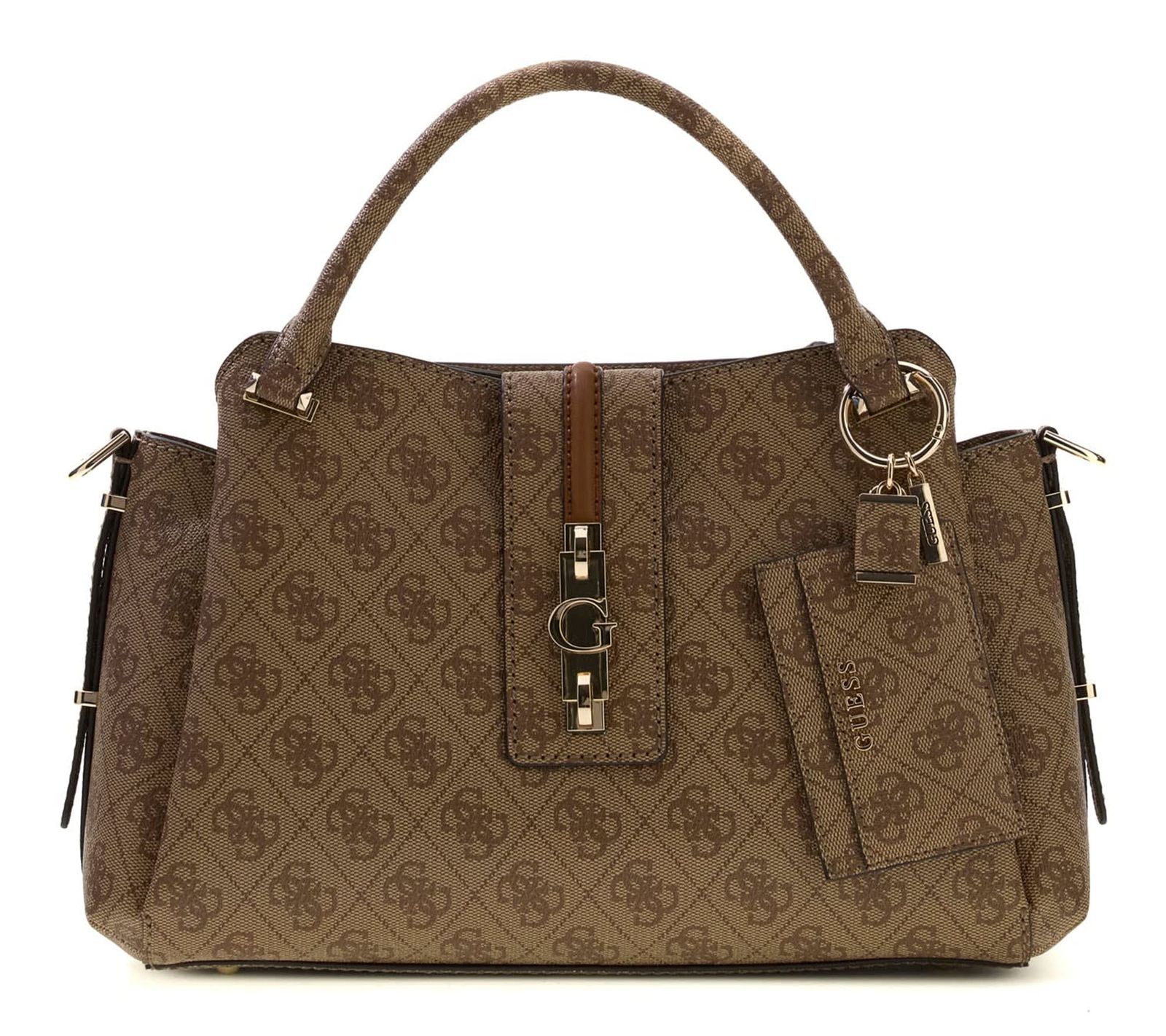 GUESS Yvonne Logo Girlfriend Satchel Latte Logo