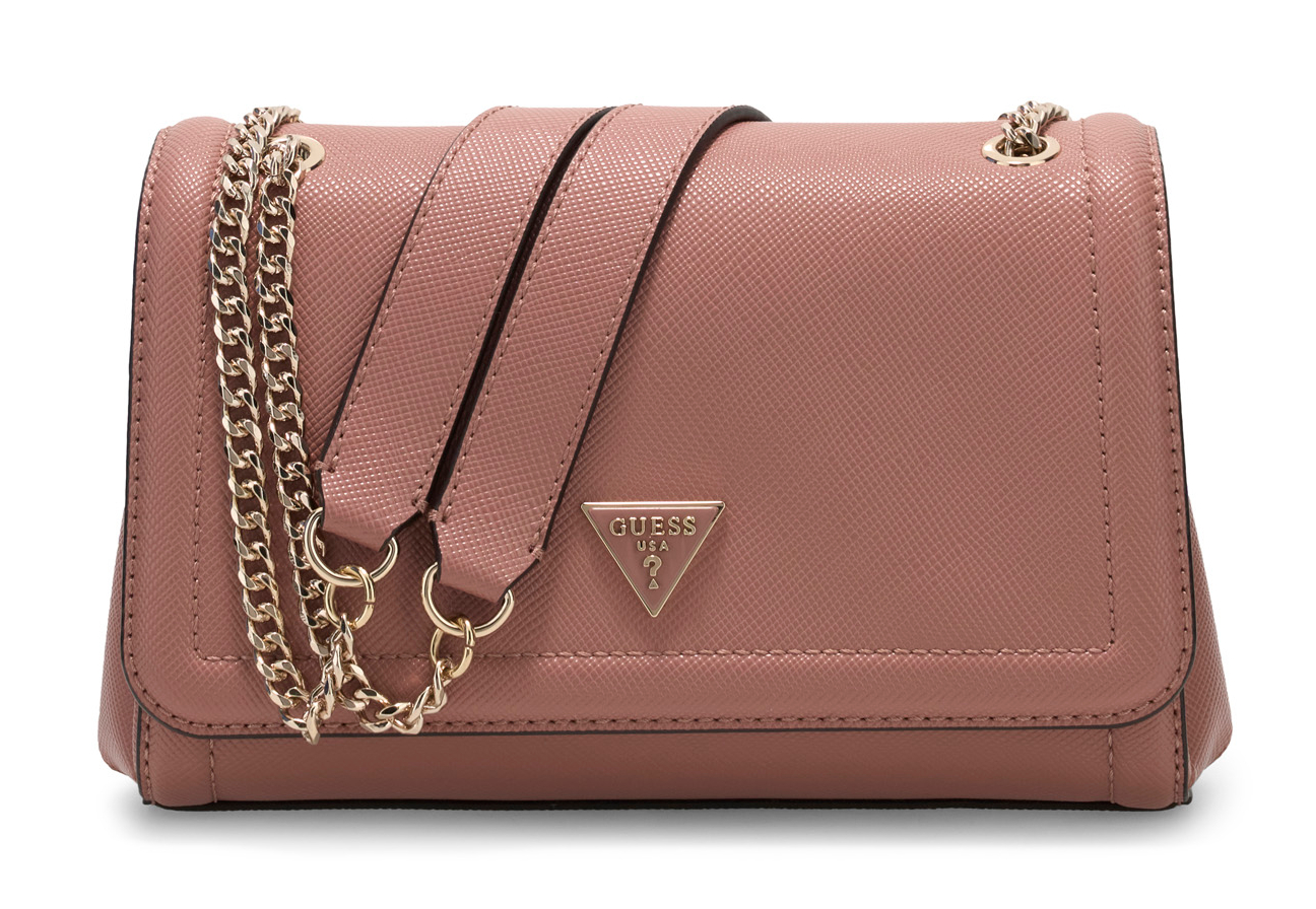 GUESS Noelle II Convertible Xbody Flap Bag Rosewood