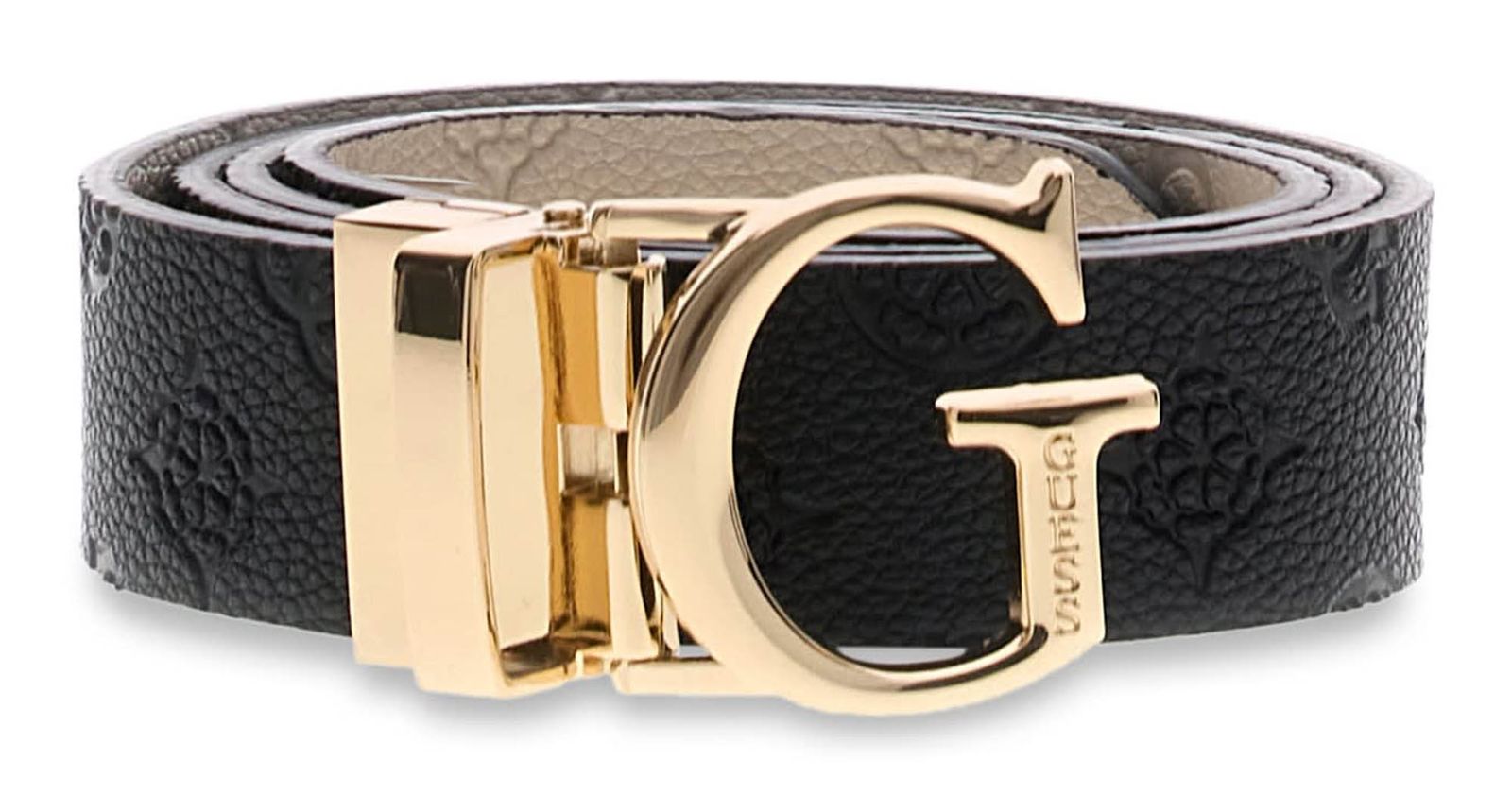 GUESS Ella Logo Adjustable And Reversible Pant Belt W105 Black Logo / Bone Logo - kürzbar