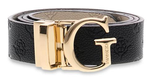 GUESS Ella Logo Adjustable And Reversible Pant Belt W95 Black Logo / Bone Logo - shortenable