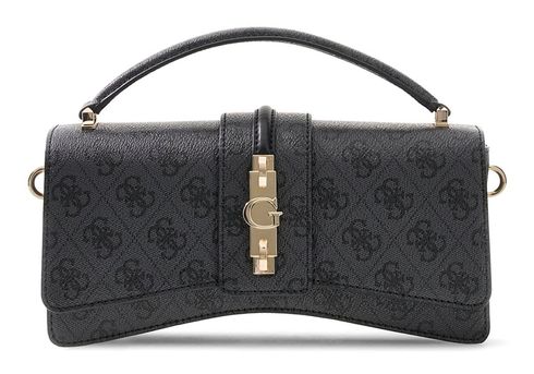 GUESS Yvonne Logo Mini Top Handle Flap Coal Logo