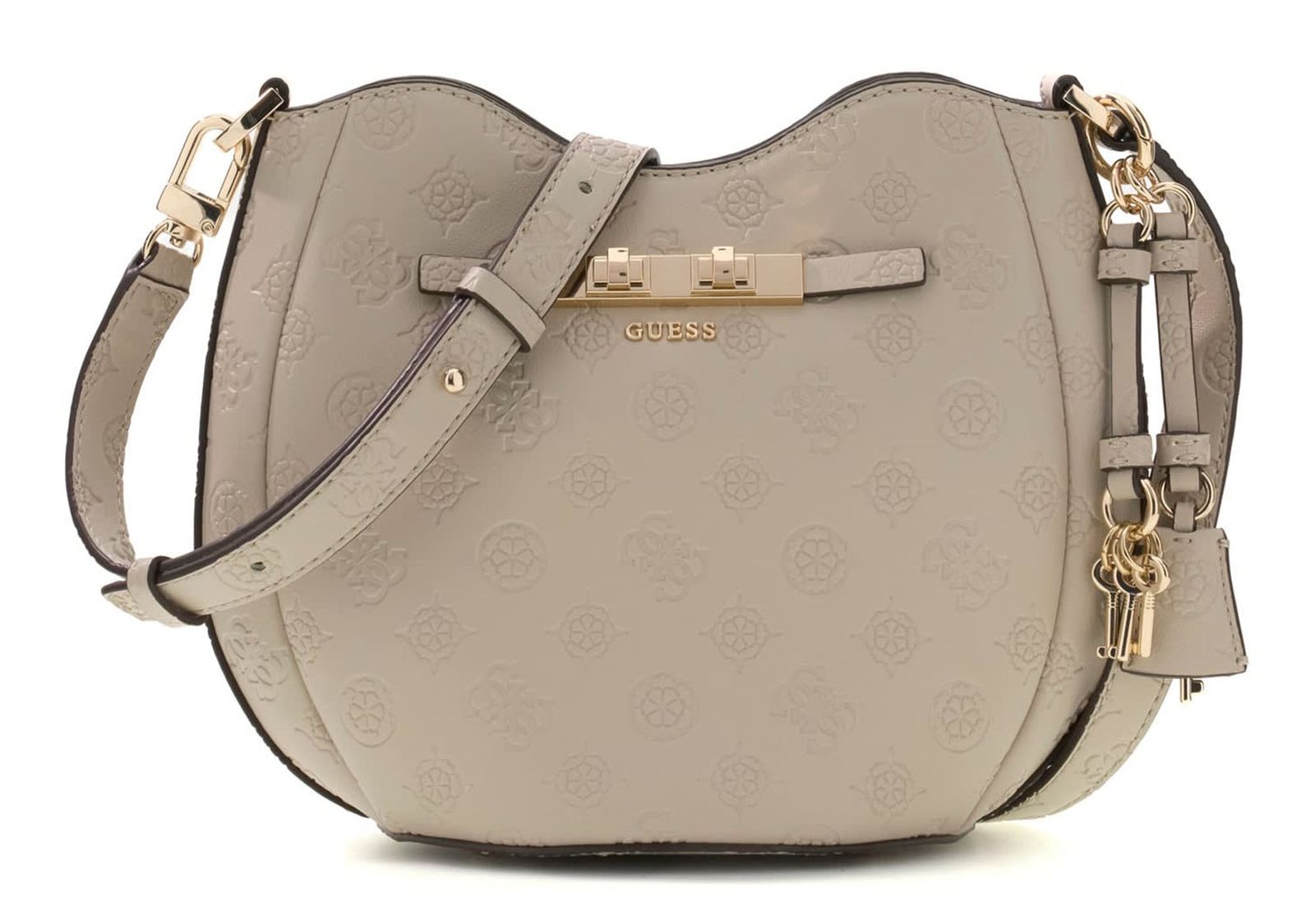 GUESS Carmella Crossbody Bucket Bag Bone Logo