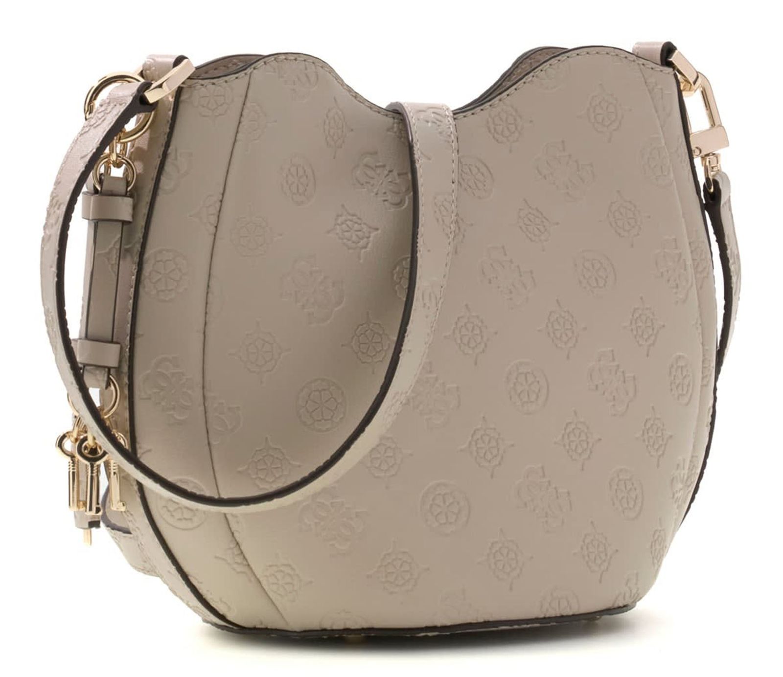 GUESS Carmella Crossbody Bucket Bag Bone Logo GUESS Carmella Crossbody Bucket Bag Bone Logo