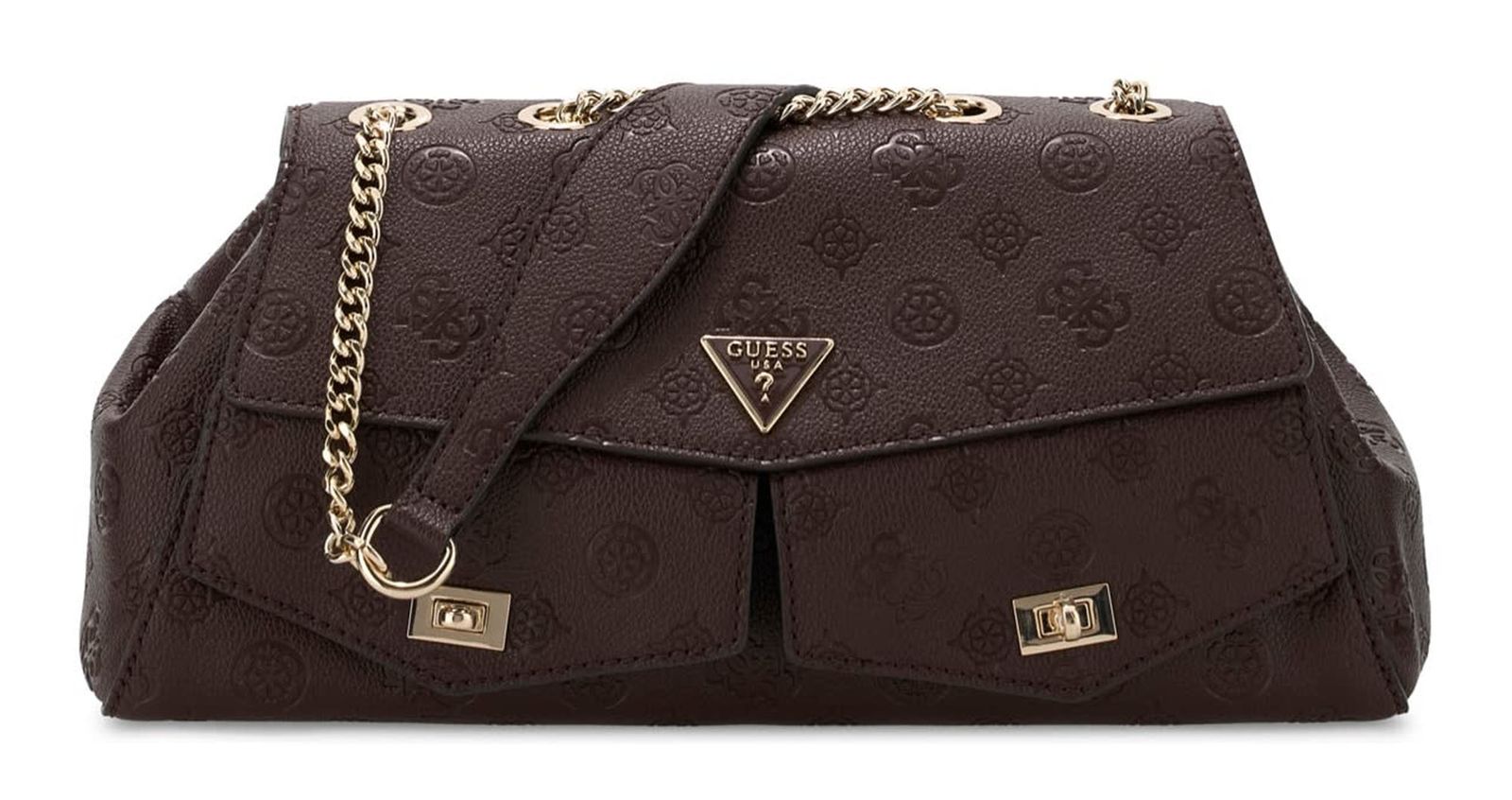GUESS Blake Convertible Crossbody Flap Brown Logo