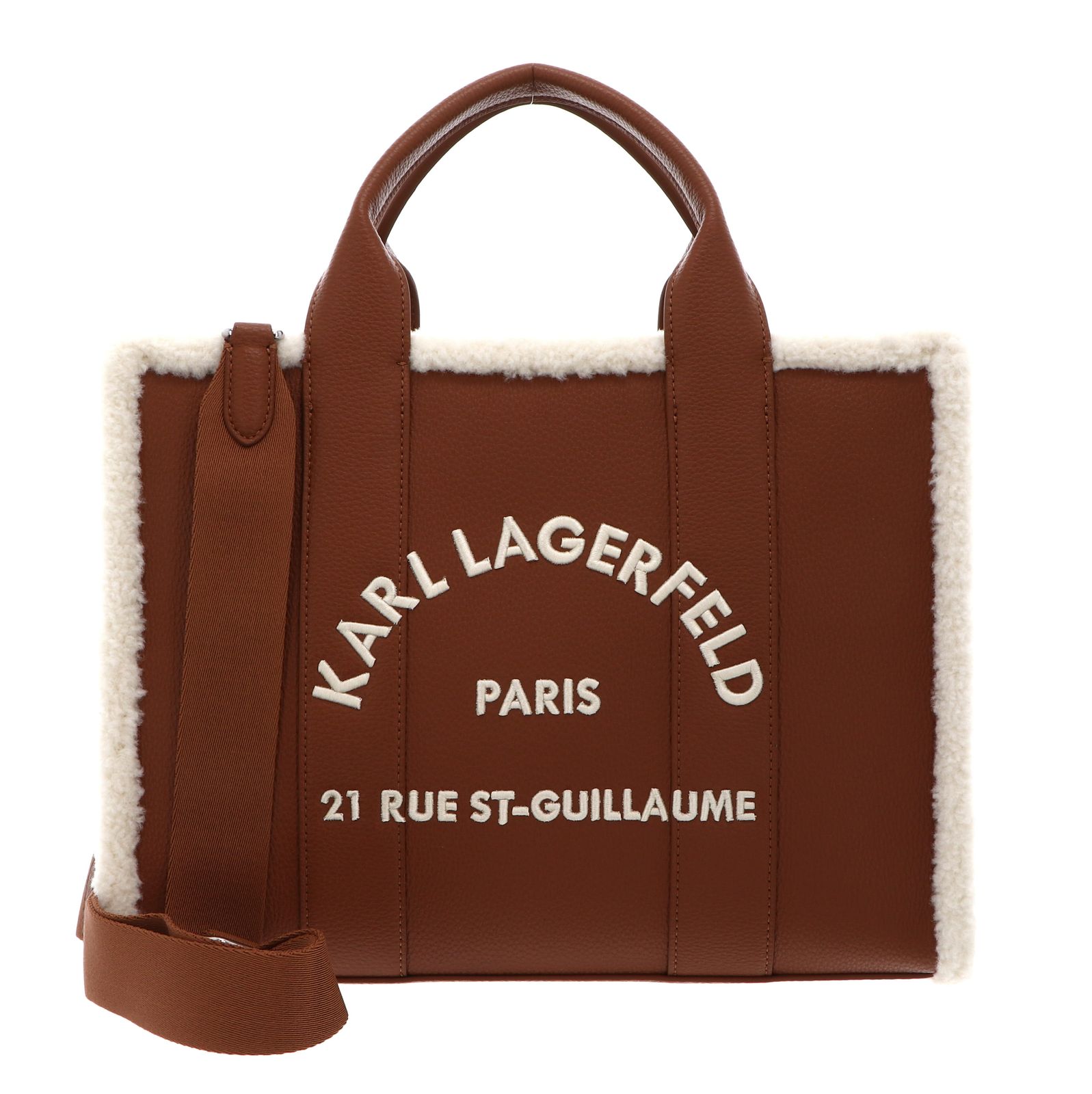 KARL LAGERFELD Apres Ski Club K / RSG Square Tote Shearling M Dark Tan