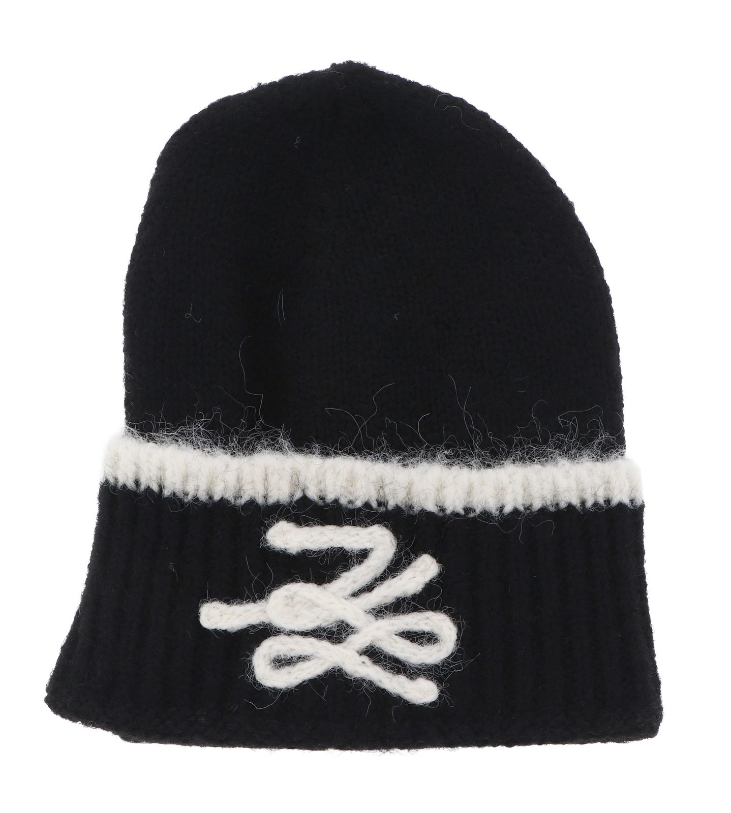 KARL LAGERFELD Apres Ski Club Autograph Bicolor Beanie Black