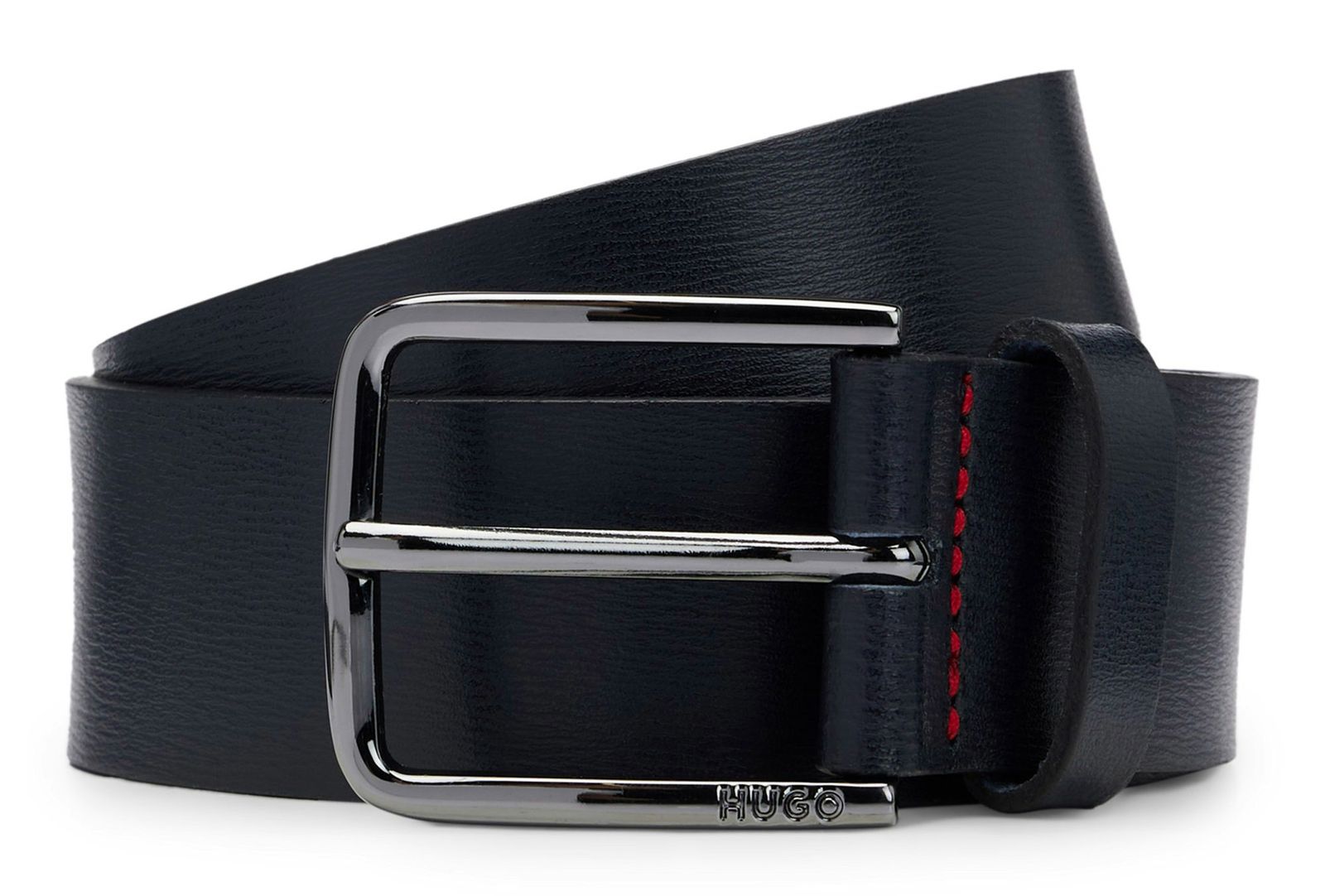 HUGO Gerik Sz35 Leather Belt W90 Navy