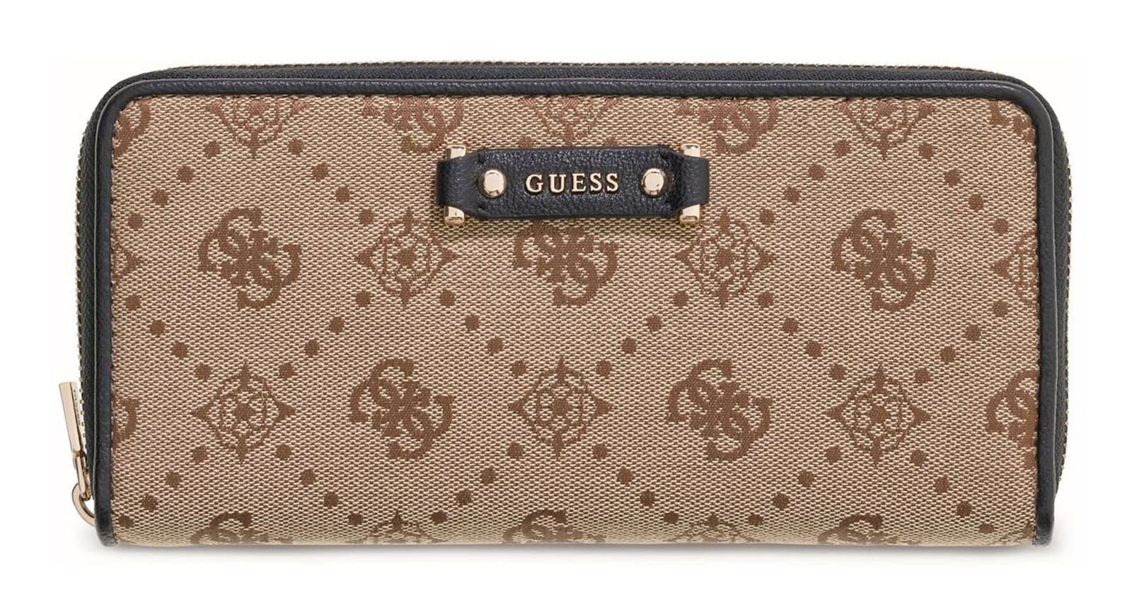GUESS Dorothy SLG Zip Around Wallet L Latte Logo / Black
