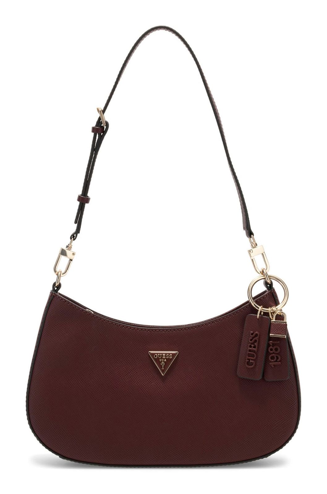 GUESS Noelle II Top Zip Shoulder Bag Burgundy