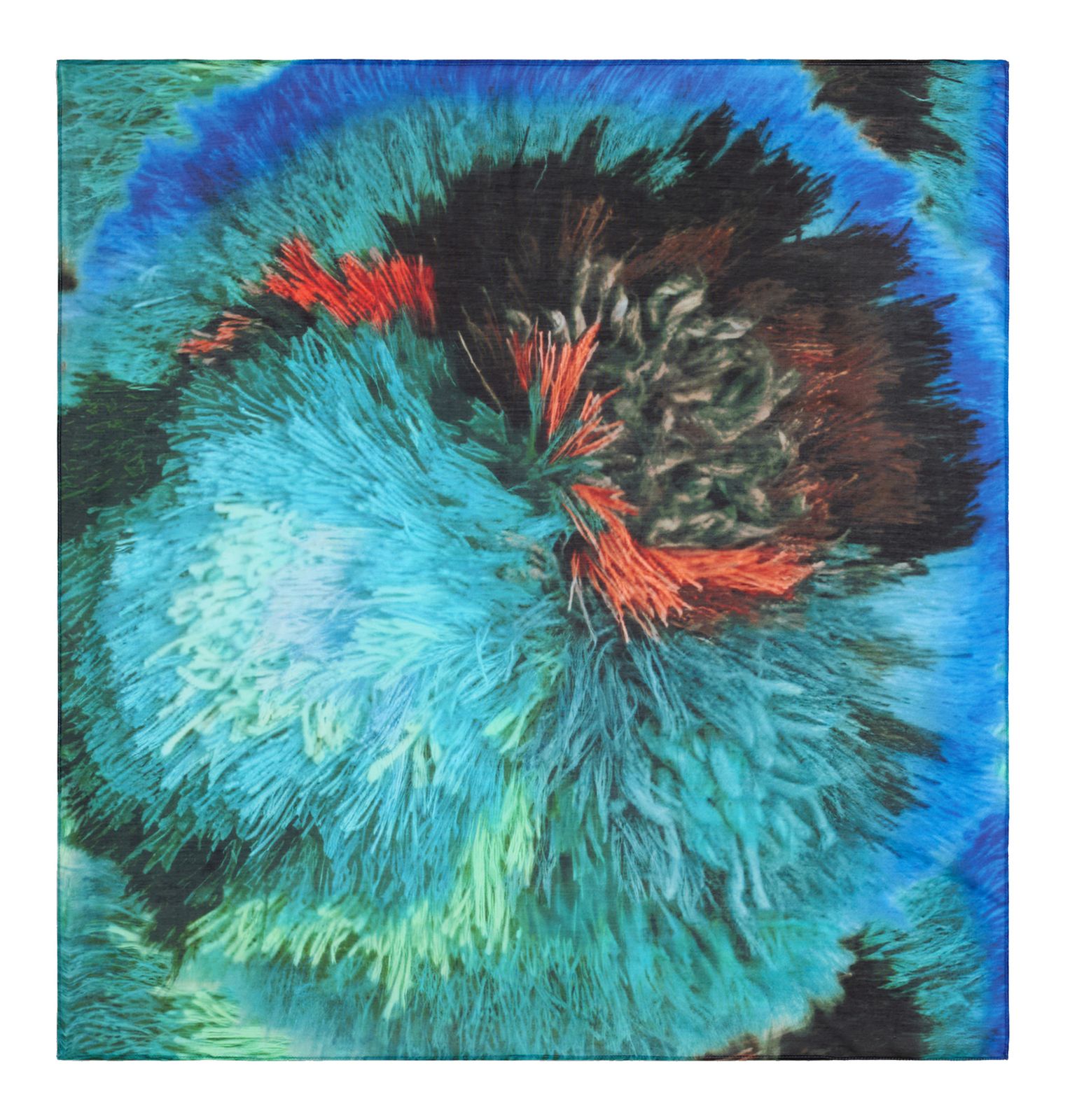 Desigual Pompon Rectangle Foulard Turquoise