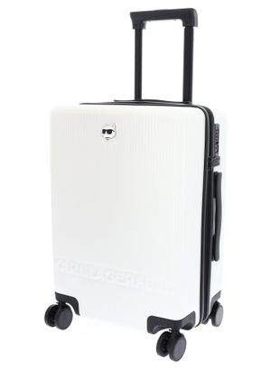 KARL LAGERFELD Ikon Choupette Hard Trolley Cream White KARL LAGERFELD Ikon Choupette Hard Trolley Cream White