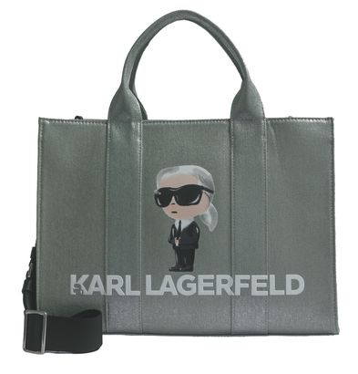 KARL LAGERFELD Ikon Karl Met Square Tote Silver