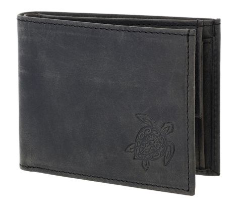 oxmox Leather RFID Protect Pocketbörse Turtle 2.0 Embossed Vintage Black