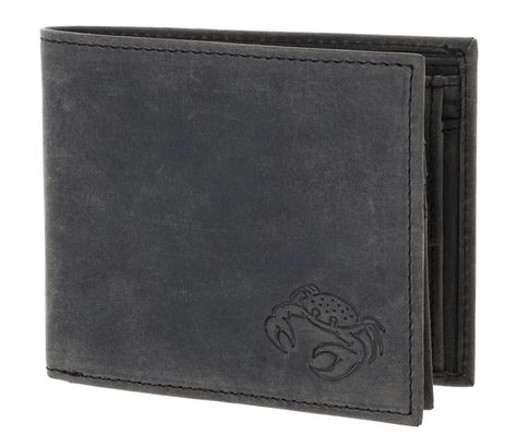 oxmox Leather RFID Protect Querscheinbörse Crab 2.0 Embossed Vintage Black