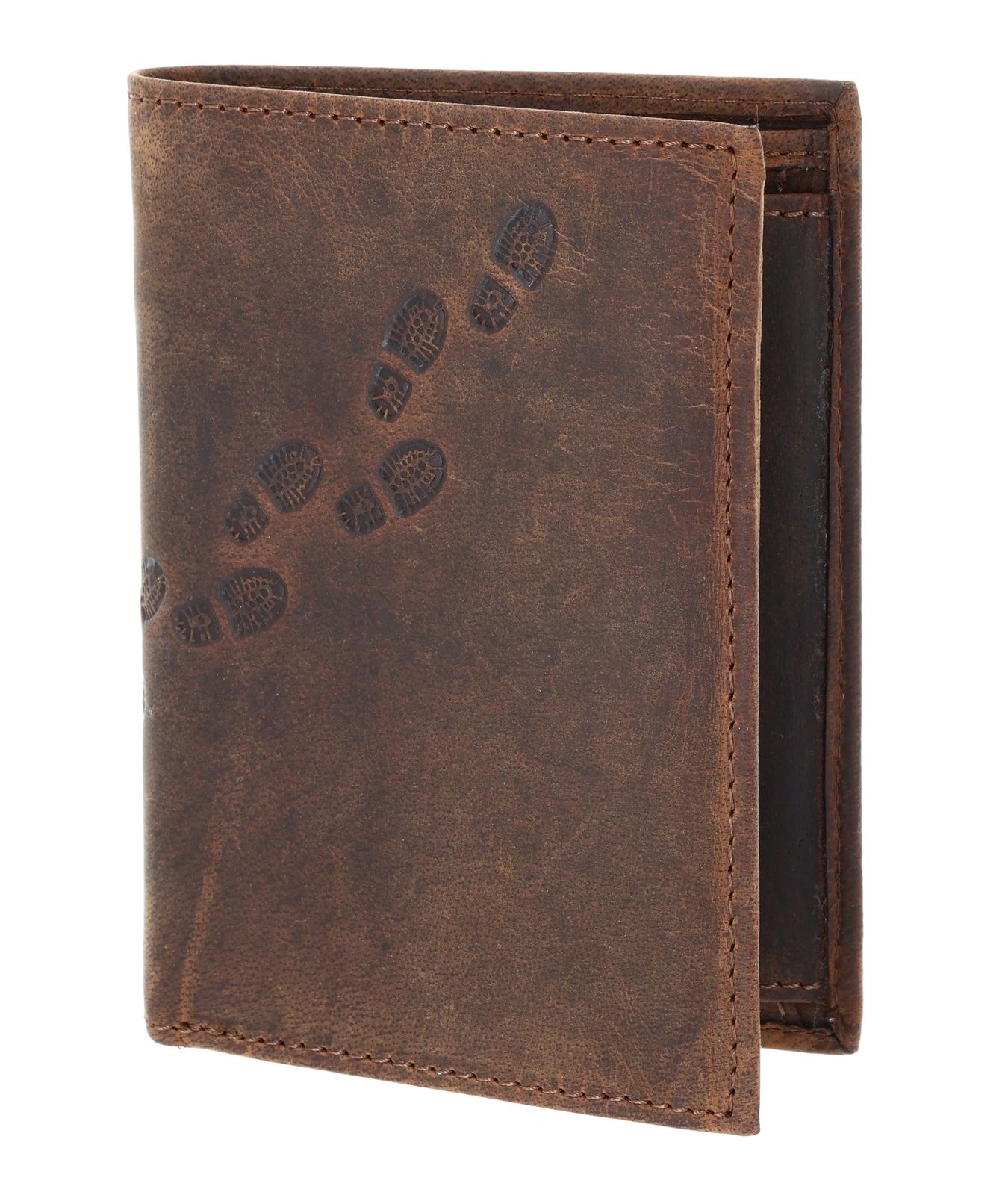 oxmox Leather RFID Protect Kombibörse Footsteps 2.0 Embossed Vintage Dark Brown