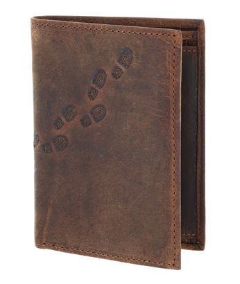 oxmox Leather RFID Protect Kombibörse Footsteps 2.0 Embossed Vintage Dark Brown