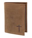 oxmox Leather RFID Protect Kombibörse Freedom Cross Embossed Vintage Light Brown