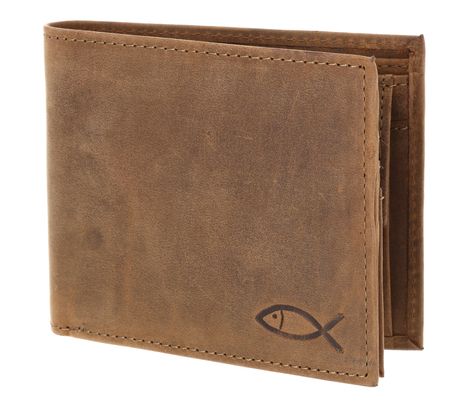 oxmox Leather RFID Protect Querscheinbörse Freedom Fish Embossed Vintage Light Brown oxmox Leather RFID Protect Querscheinbörse Freedom Fish Embossed Vintage Light Brown