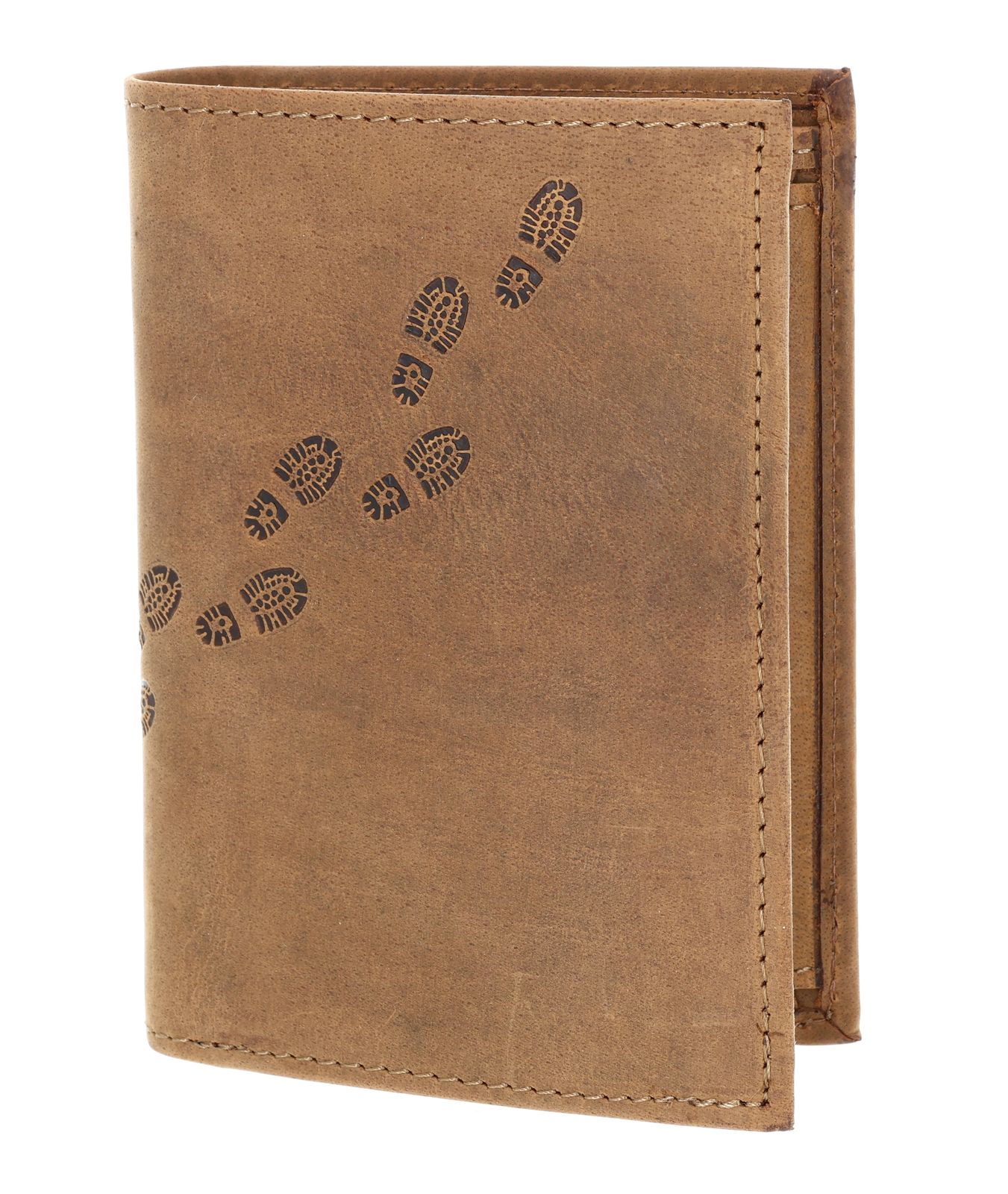 oxmox Leather RFID Protect Kombibörse Footsteps 2.0 Embossed Vintage Light Brown