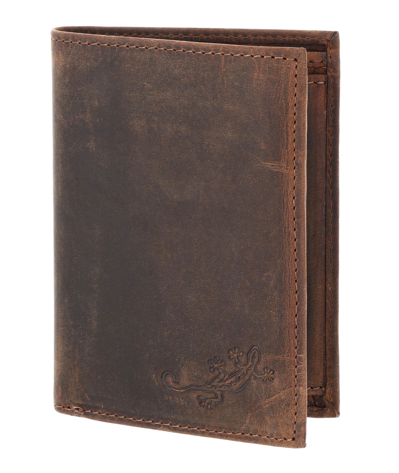 oxmox Leather RFID Protect Kombibörse Lizard 2.0 Embossed Vintage Dark Brown