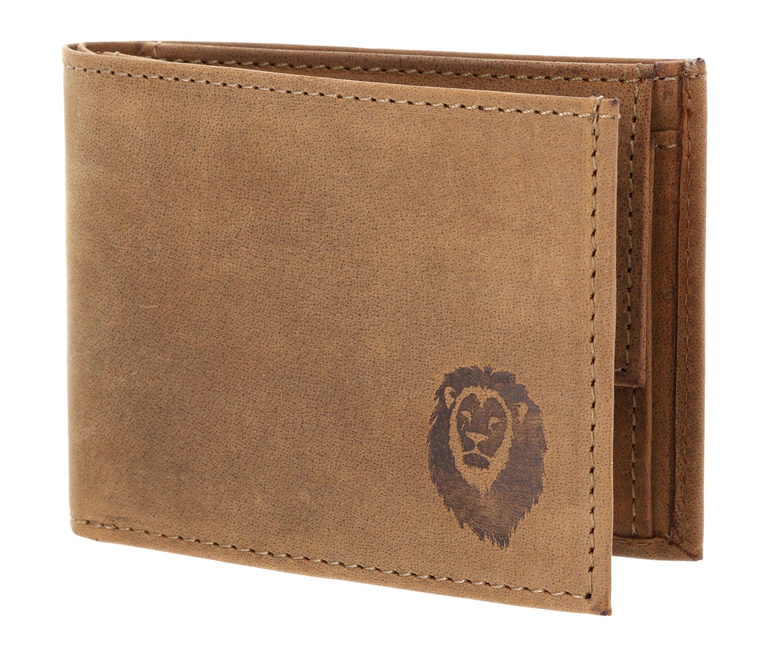oxmox Leather RFID Protect Pocketbörse Freedom Lion Embossed Vintage Light Brown