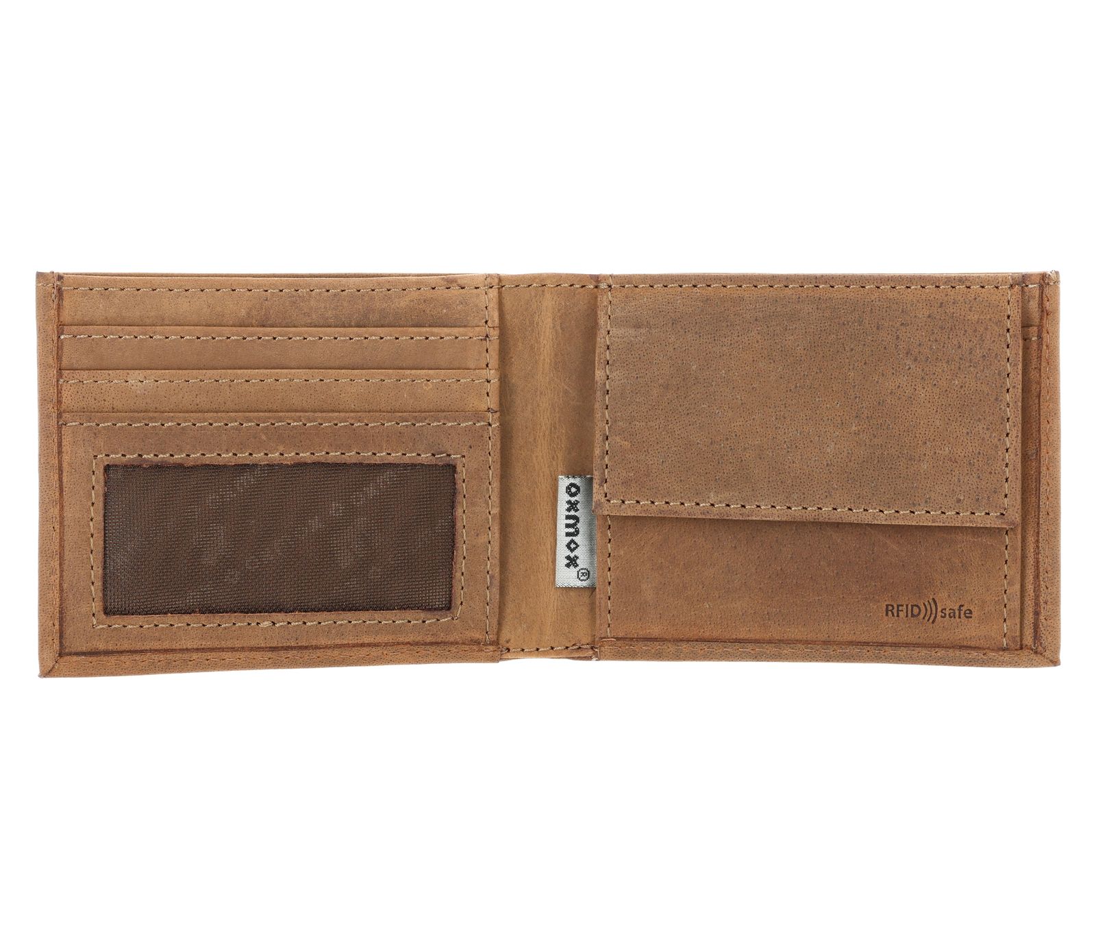 oxmox Leather RFID Protect Pocketbörse Freedom Lion Embossed Vintage Light Brown oxmox Leather RFID Protect Pocketbörse Freedom Lion Embossed Vintage Light Brown